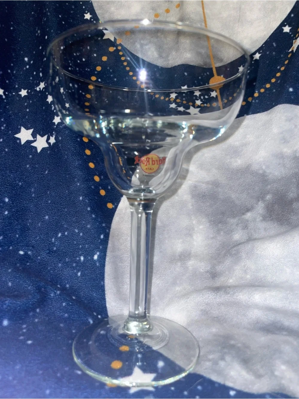 Hard Rock Cafe Clear Margarita Glass with Red & Gold Logo